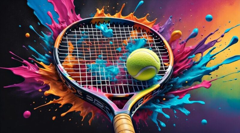 tennis racket, to dye, ball, colorful